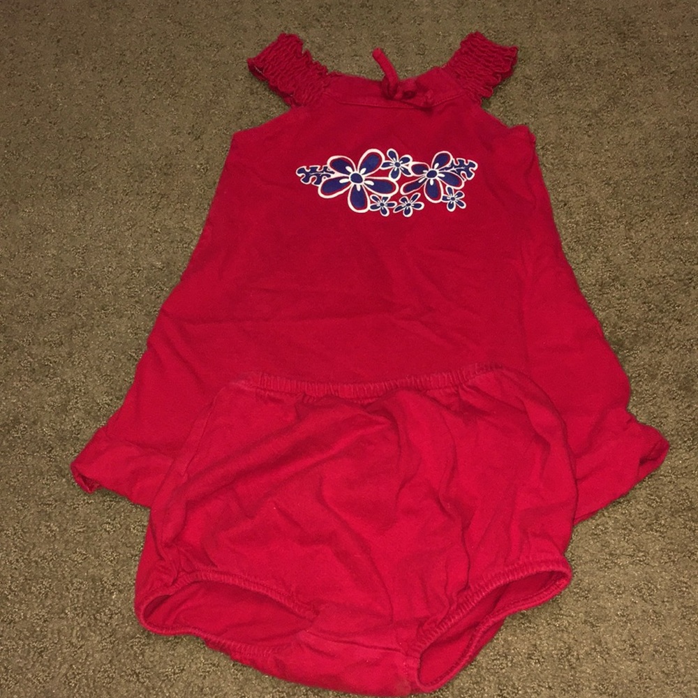 Patriotic dress size 24months 4th of July red white blue EUC